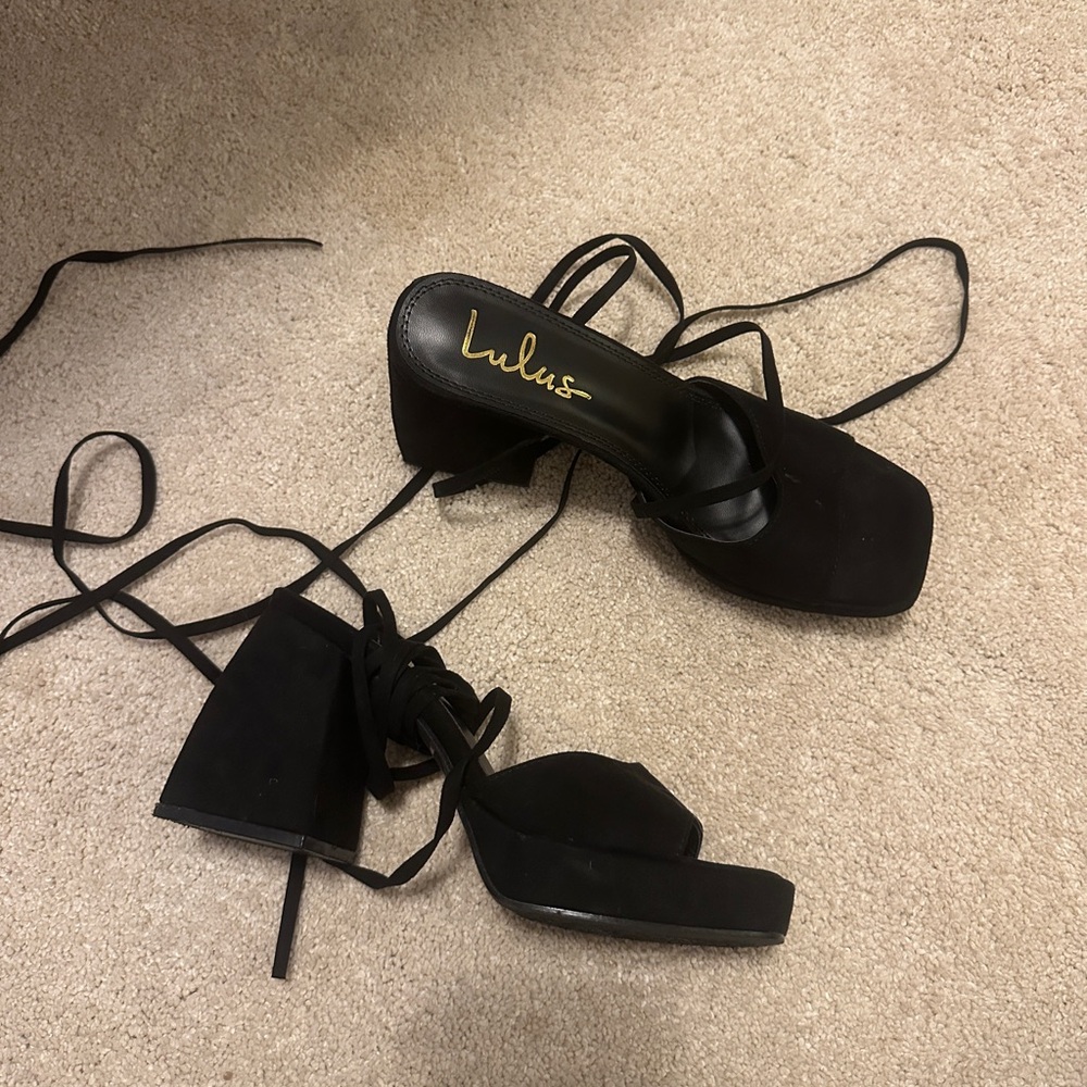 Lulus Black Lace Up Heels